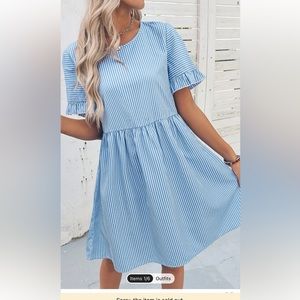 SHEIN size small baby doll dress. BRAND NEW NEVER WORN. Blue and white stripe.